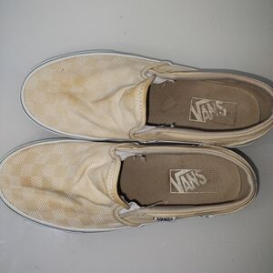 Vans Classic Slip-On shoes Checkerboard Creme Brule Beige.  Women's size 7.5